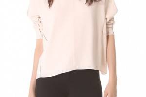 T by Alexander Wang Long Sleeve Lattice Stitch Top