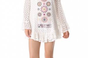 Tbags Los Angeles Crochet Mini Dress with Cutouts