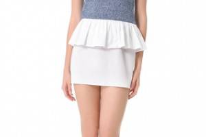 Thakoon Addition Denim Combo Peplum Dress