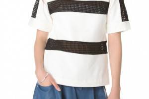 Thakoon Addition Eyelet Stripe Top