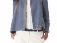 Thakoon Addition Hooded Leather Insert Jacket