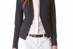 Theory Lanai Leather Combo Blazer