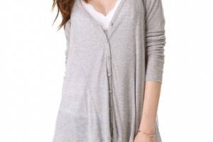 Three Dots Seamed Cardigan with Ribbing