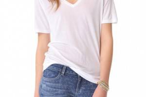 Three Dots Short Sleeve V Neck Tee