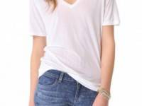 Three Dots Short Sleeve V Neck Tee