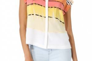 Tibi Analog Stripe Draped Top