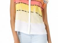 Tibi Analog Stripe Draped Top