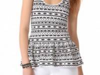 Torn by Ronny Kobo Michaela Tribal Peplum Tank