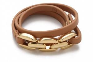 Tory Burch Chain & Leather Triple Wrap Bracelet