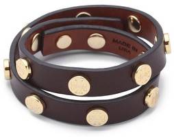 Tory Burch Double Wrap Logo Leather Bracelet