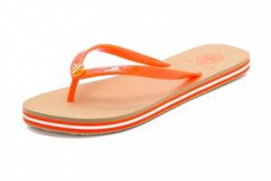 Tory Burch Neon Striped Flip Flops