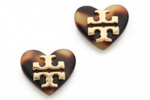 Tory Burch Tilsim Logo Heart Stud Earrings