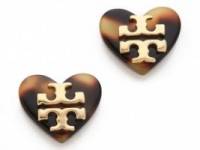 Tory Burch Tilsim Logo Heart Stud Earrings