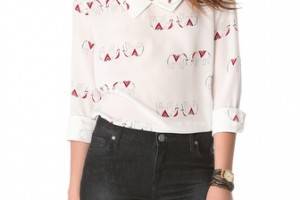 Tucker Pointed Collar Blouse