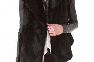 VEDA Stella Fur Jacket with Leather Sleeves