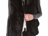 VEDA Stella Fur Jacket with Leather Sleeves