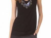 Vera Wang Collection Sleeveless Tank with Embroidered Bib