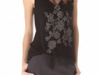 Vera Wang Collection Sleeveless Tank with Floral Rhinestone Bib