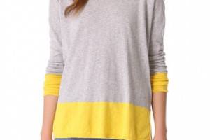 Vince Banded Colorblock Slub Sweater