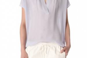 Vince Cap Sleeve Popover Blouse