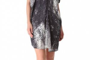 Vince Graffiti Print Drape Dress