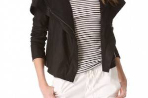 Vince Hooded Leather Crop Jacket