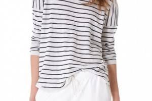 Vince Striped Boat Neck Sweater