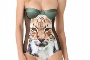 We Are Handsome Wildcat Panel One Piece Swimsuit