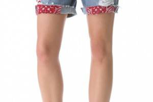 WGACA Vintage Shredded Shorts with Bandana Patches