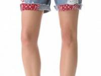 WGACA Vintage Shredded Shorts with Bandana Patches