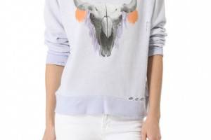 Wildfox Cherie Skull Destroyed Sweater