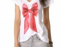 Wildfox Classic V Neck Tee with Shiny Bow