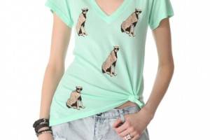 Wildfox Leopard Lover V Neck Tee