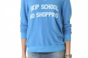 Wildfox Skip School V Neck Baggy Beach Sweatshirt