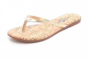 Yosi Samra Cork Flip Flops with Leather Straps