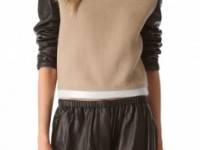 3.1 Phillip Lim Leather Sleeve Tricolor Top