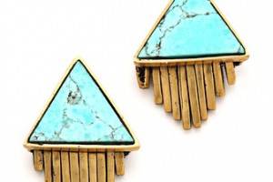 A Peace Treaty Iina Triangle Stone and Fringe Earrings