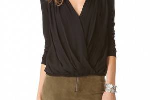 AIR by alice + olivia Cross Front Gathered Hem Top