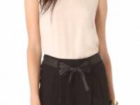 AIR by alice + olivia Leather Shoulder Muscle Tee