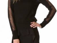 Alberta Ferretti Collection Long Sleeve Top with Lace