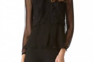 Alberta Ferretti Collection Ruffle Blouse with Long Sleeves