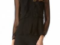 Alberta Ferretti Collection Ruffle Blouse with Long Sleeves