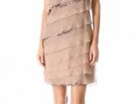 Alberta Ferretti Collection Ruffled Shift Dress with Crystals