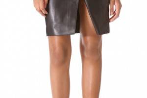 Alexander Wang Leather Pencil Skirt with Raw Edges