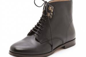 A.P.C. Lace Up Flat Booties