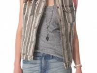 April, May Square Striped Jean Vest