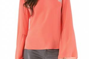 BCBGMAXAZRIA Sheer Shoulder Top