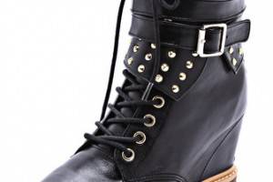 BE & D London Lace Up Wedge Booties