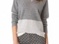 Birds of Paradis by Trovata Two Tone V Neck Sweater