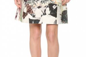 Carven Print Wool Canvas Skirt